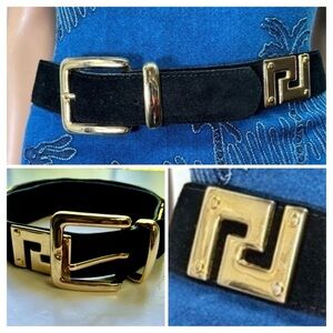 Enrico international leather metallic detailed belt